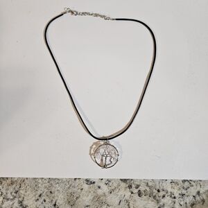 Source Unknown Silver and Black Minimalist Necklace